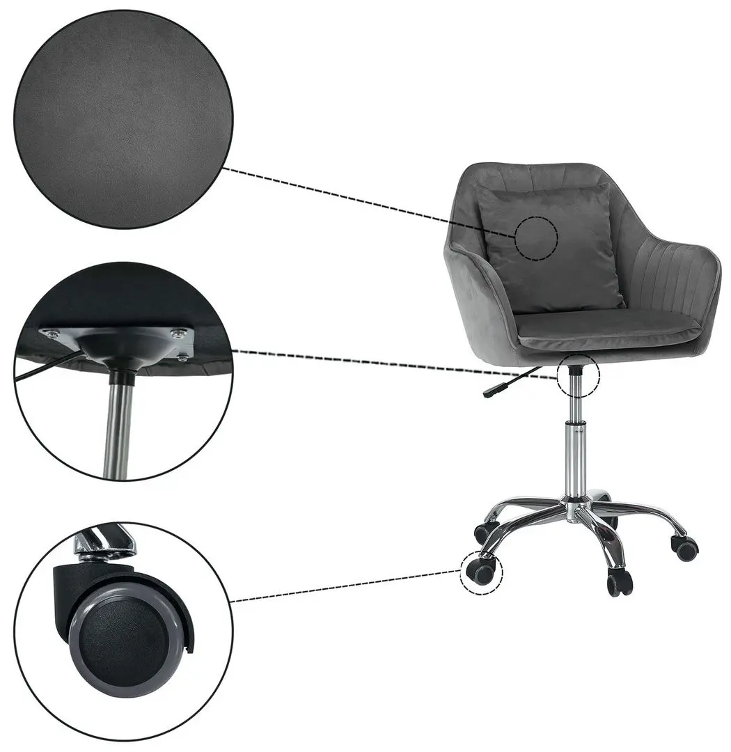 Fotoliu Tempo Kondela Klian Velvet (Grey/Chrome)