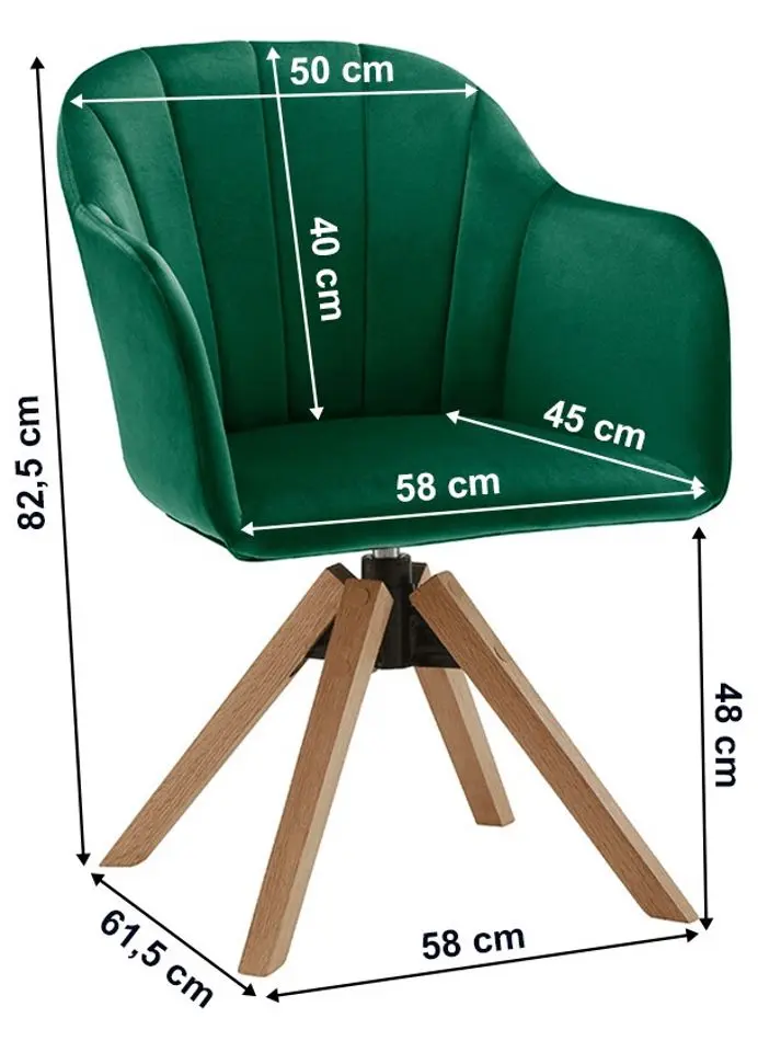 Scaun rotativ Tempo Kondela Dalio (Emerald/Beech)