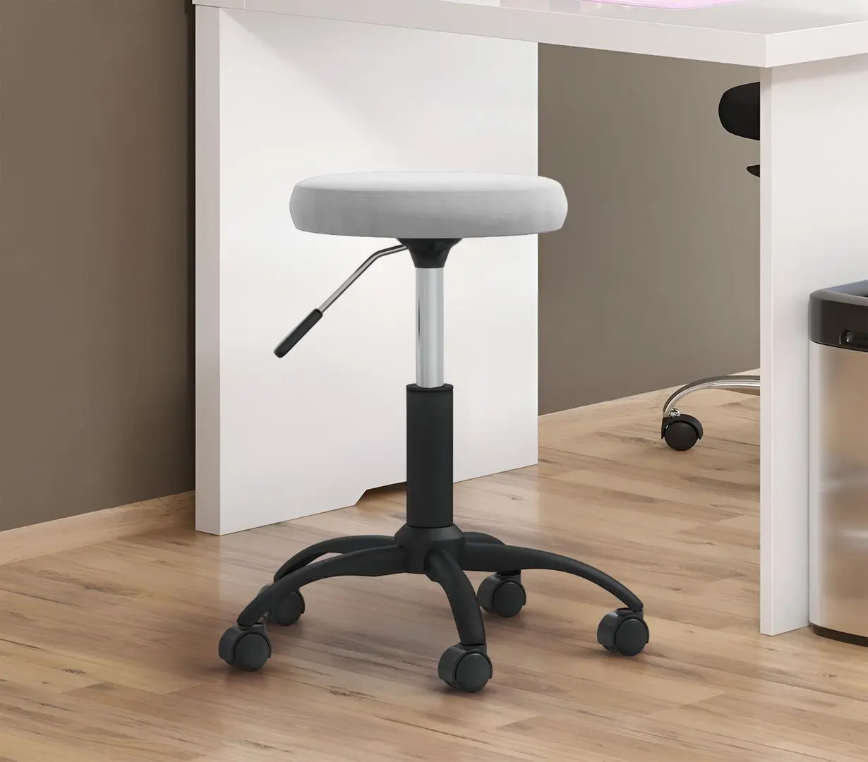 Taburet pentru salon de infrumusetare VidaXL 3085738 (Light Grey/Black)