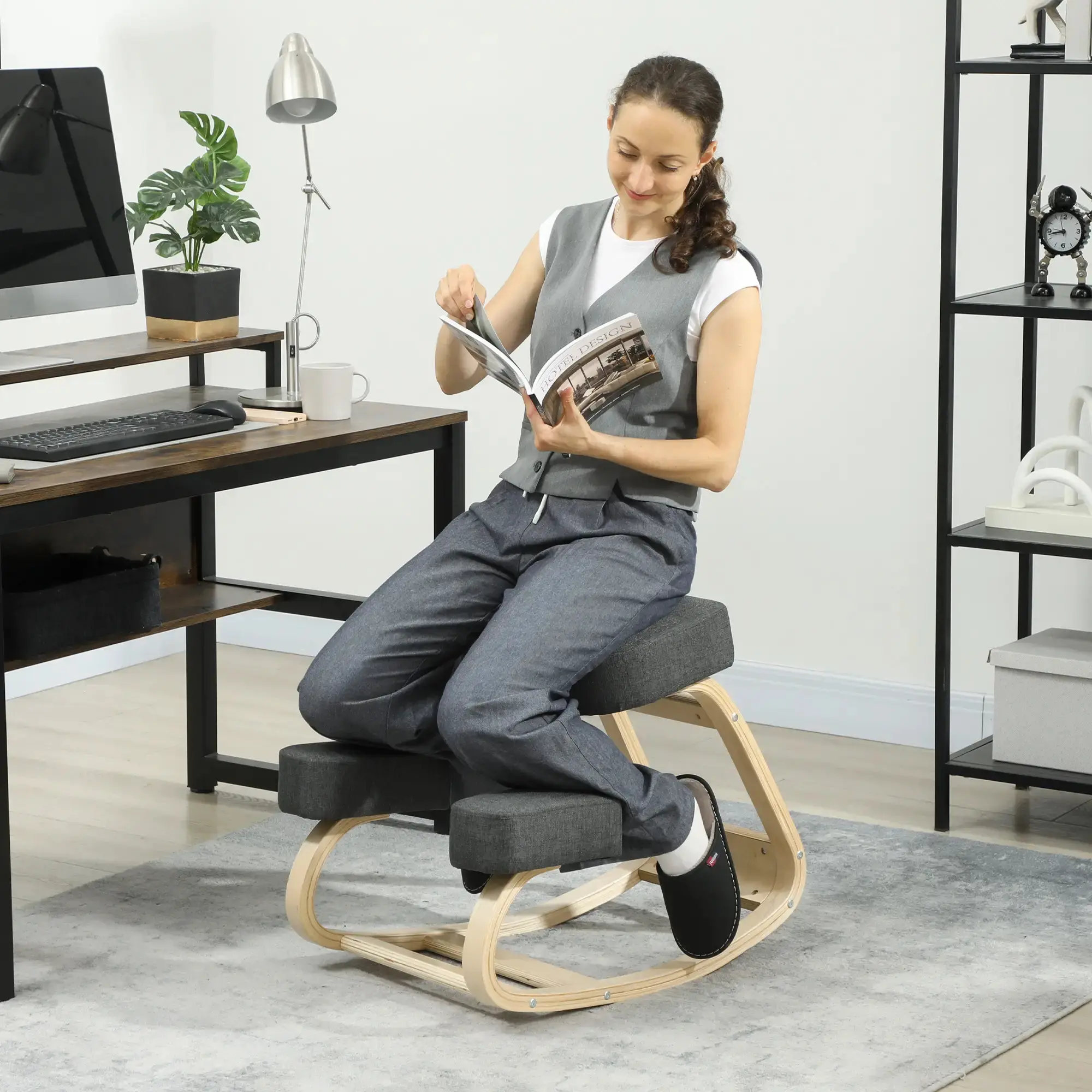 Эргономический стул Vinsetto 921-589V00CG (Grey/Birch) - 3