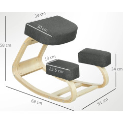 Эргономический стул Vinsetto 921-589V00CG (Grey/Birch) Thumb