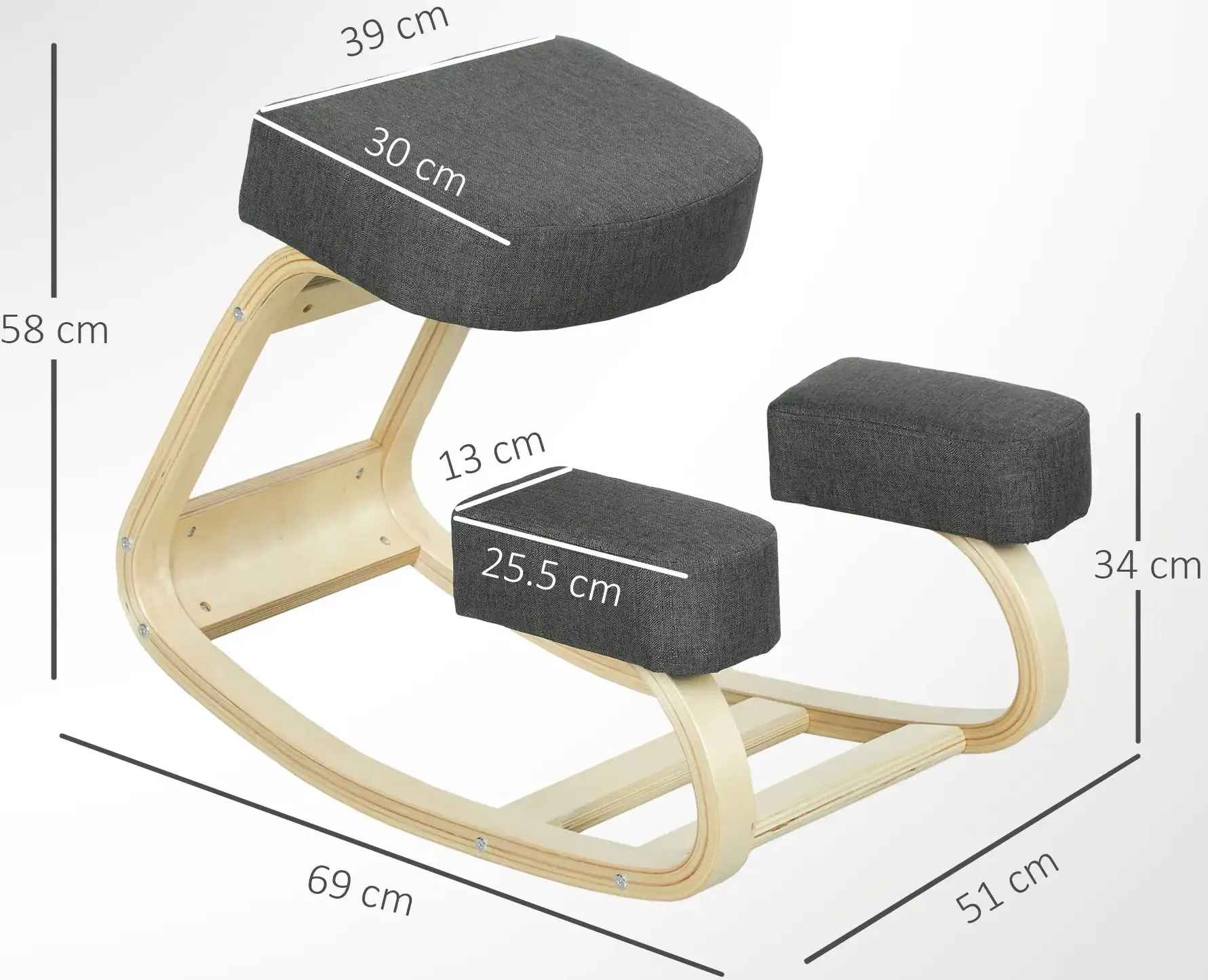 Эргономический стул Vinsetto 921-589V00CG (Grey/Birch) - 7