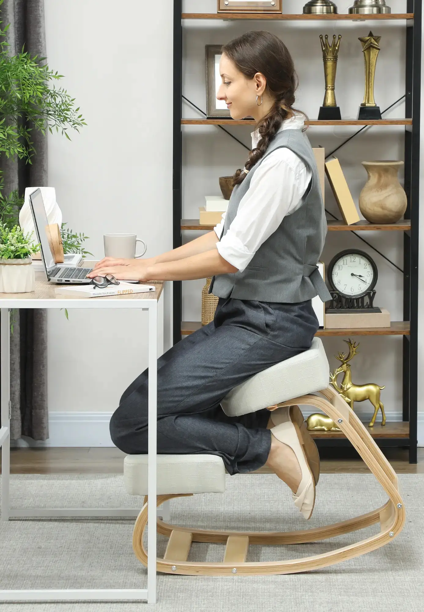 Эргономический стул Vinsetto 921-589V00CW (Cream/Birch) - 4