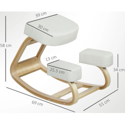 Эргономический стул Vinsetto 921-589V00CW (Cream/Birch) Thumb