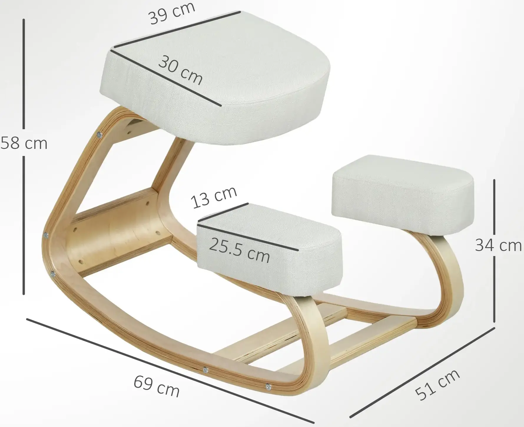 Эргономический стул Vinsetto 921-589V00CW (Cream/Birch) - 7