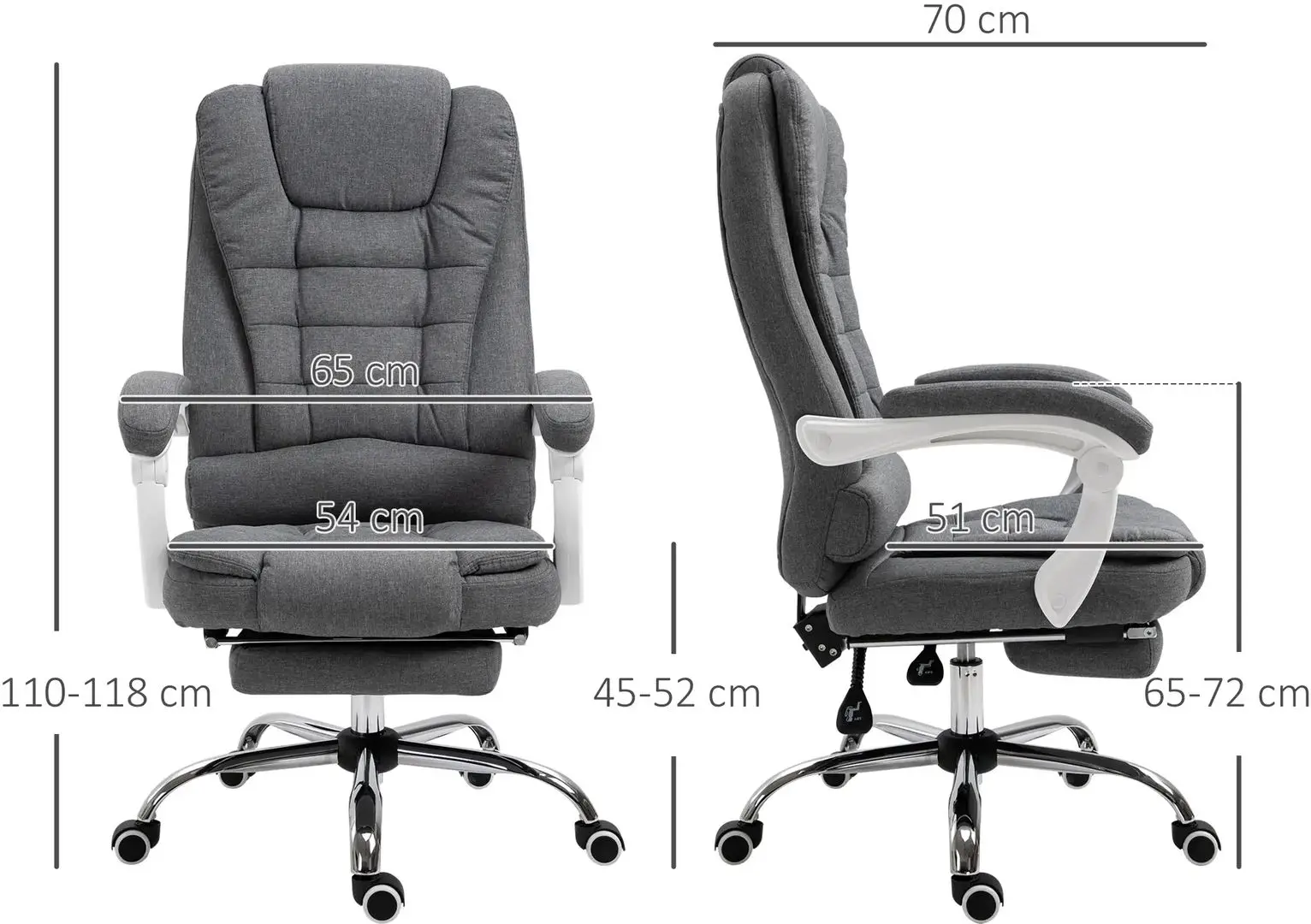 Fotoliu Vinsetto 921-223V01CG 65x70x123 cm (Grey)