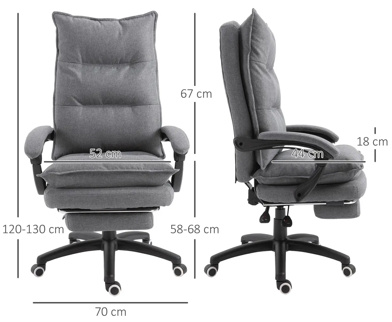 Fotoliu Vinsetto 921-232GY (Grey) - 7