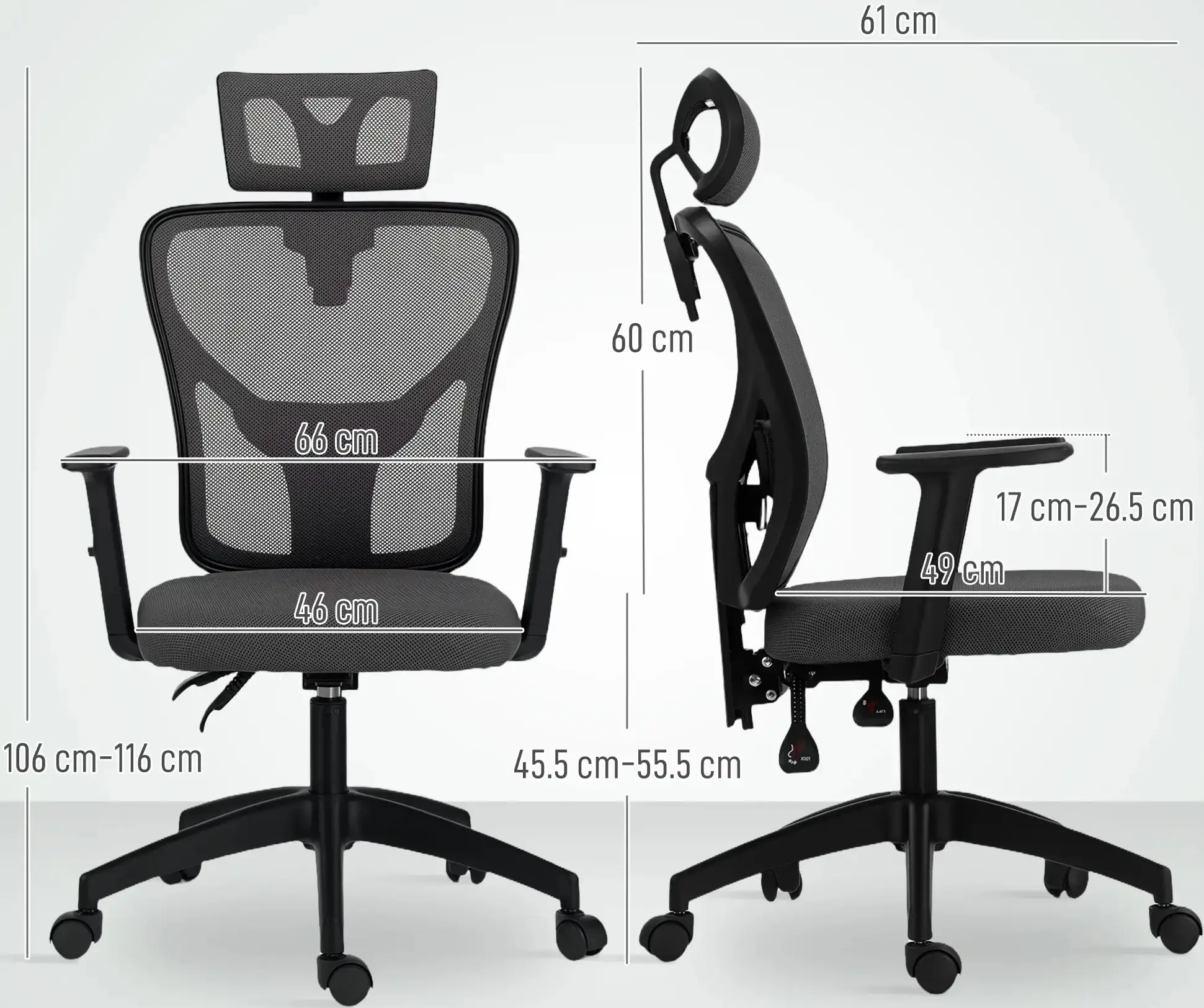 Fotoliu Vinsetto 921-404V01CG (Dark Grey) - 8