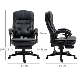 Fotoliu Vinsetto 921-592BK 64x69x115 cm (Black) Thumb