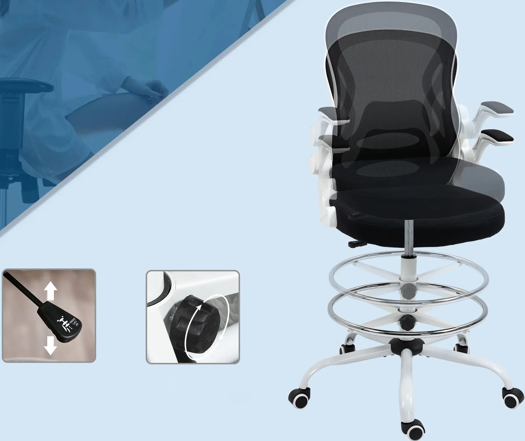 Fotoliu Vinsetto 921-628V00BK (Black/White) - 3