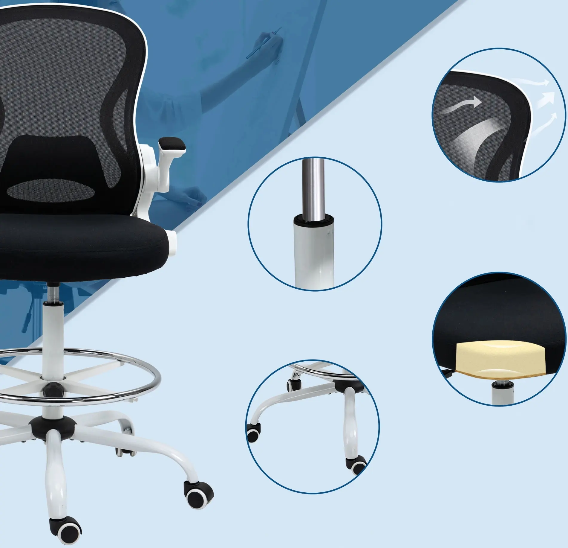 Fotoliu Vinsetto 921-628V00BK (Black/White) - 8