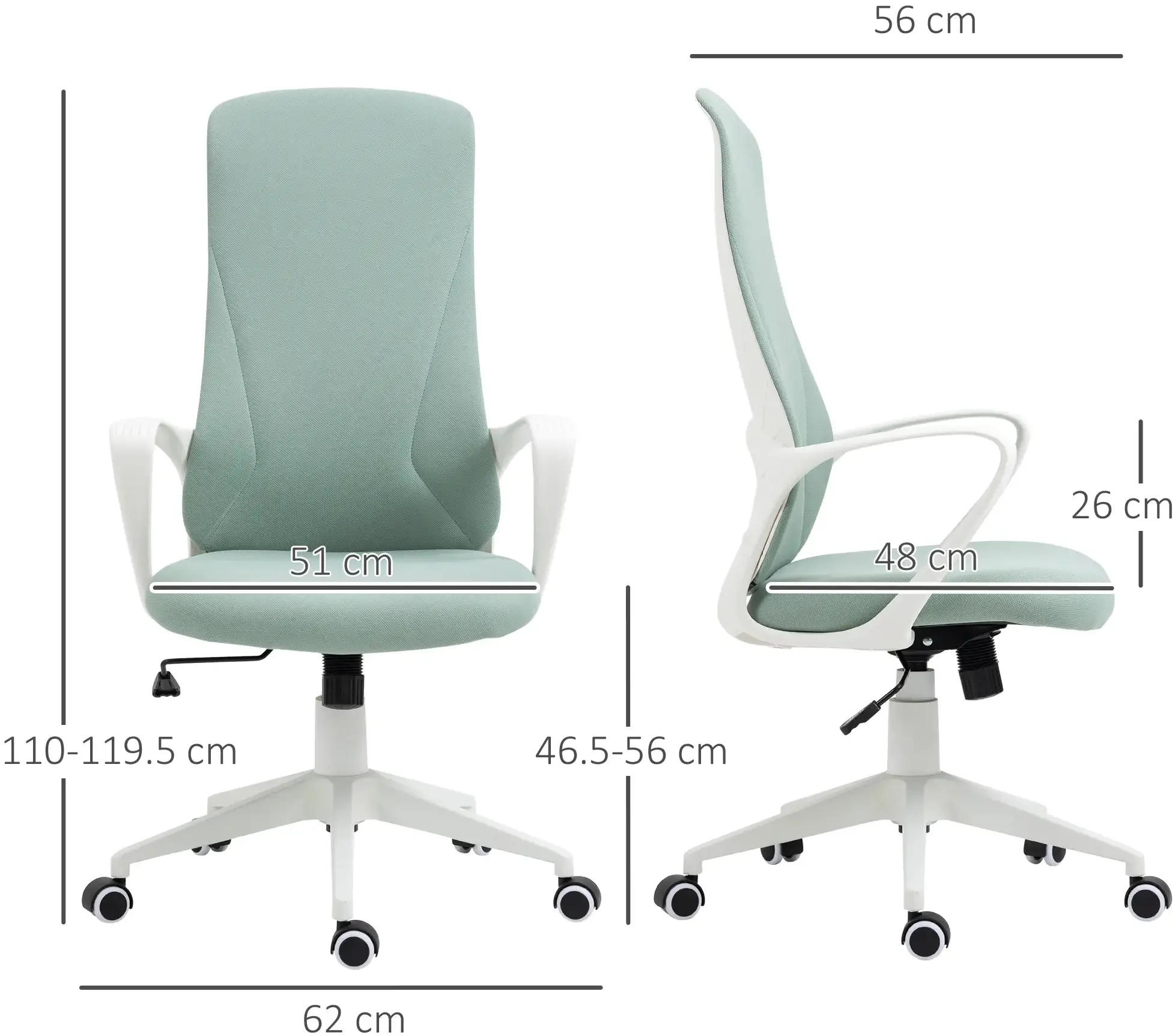 Кресло Vinsetto 921-637V00GN (Green/White) - 9