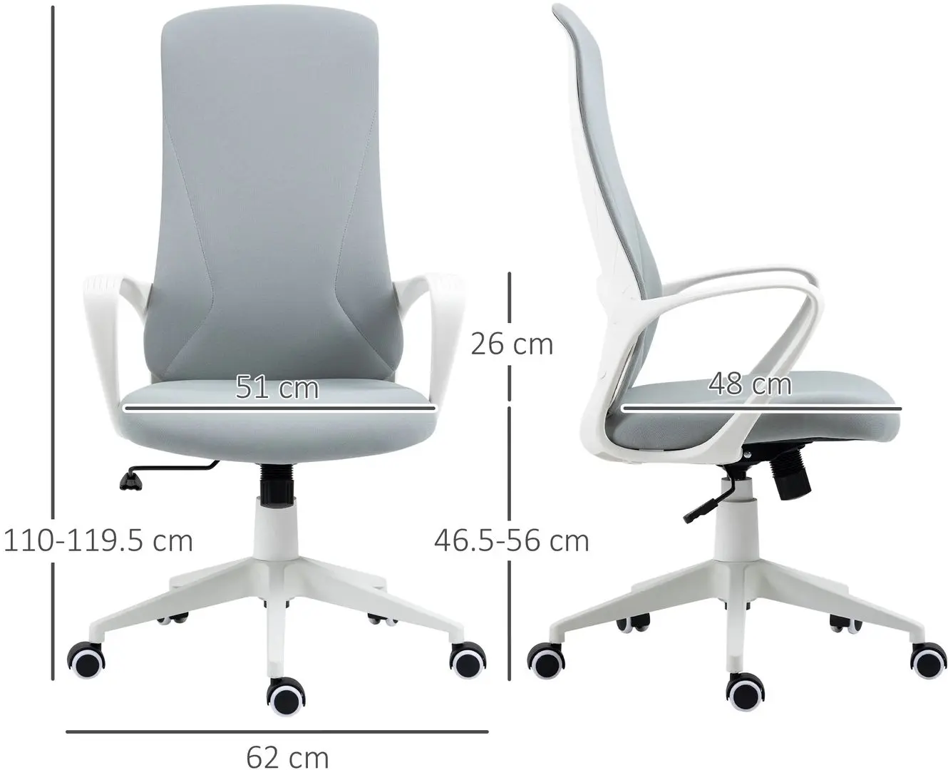 Fotoliu Vinsetto 921-637V00LG 62x56x119 cm (Light Grey/White)