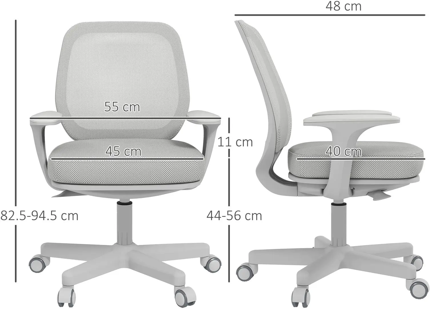 Fotoliu Vinsetto 921-690V01GY 55x48x94 cm (Light Grey)