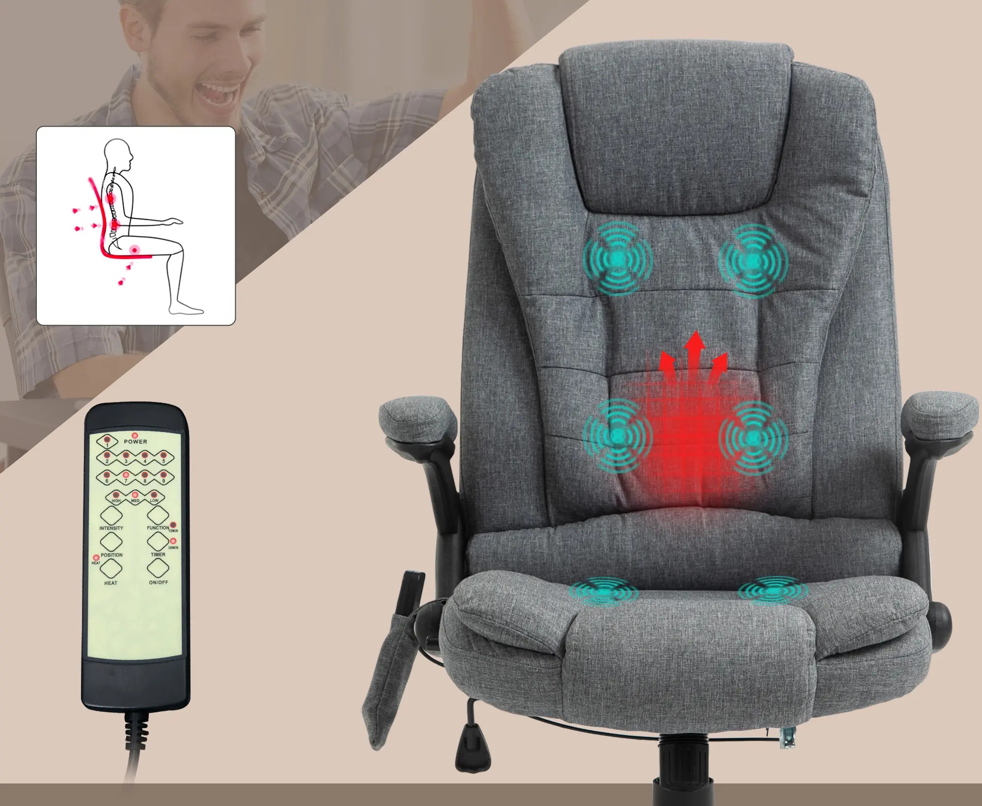 Офисное кресло Vinsetto 921-171V90GY (Grey) - 7