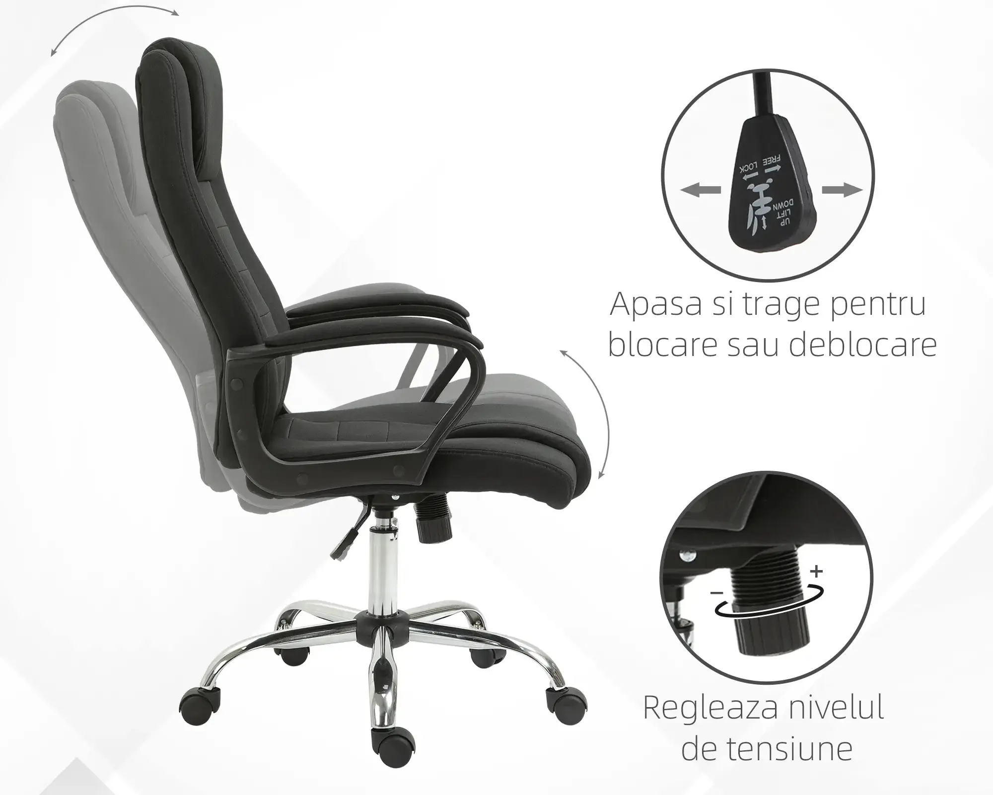 Fotoliu de birou Vinsetto 921-265BK (Black) - 6