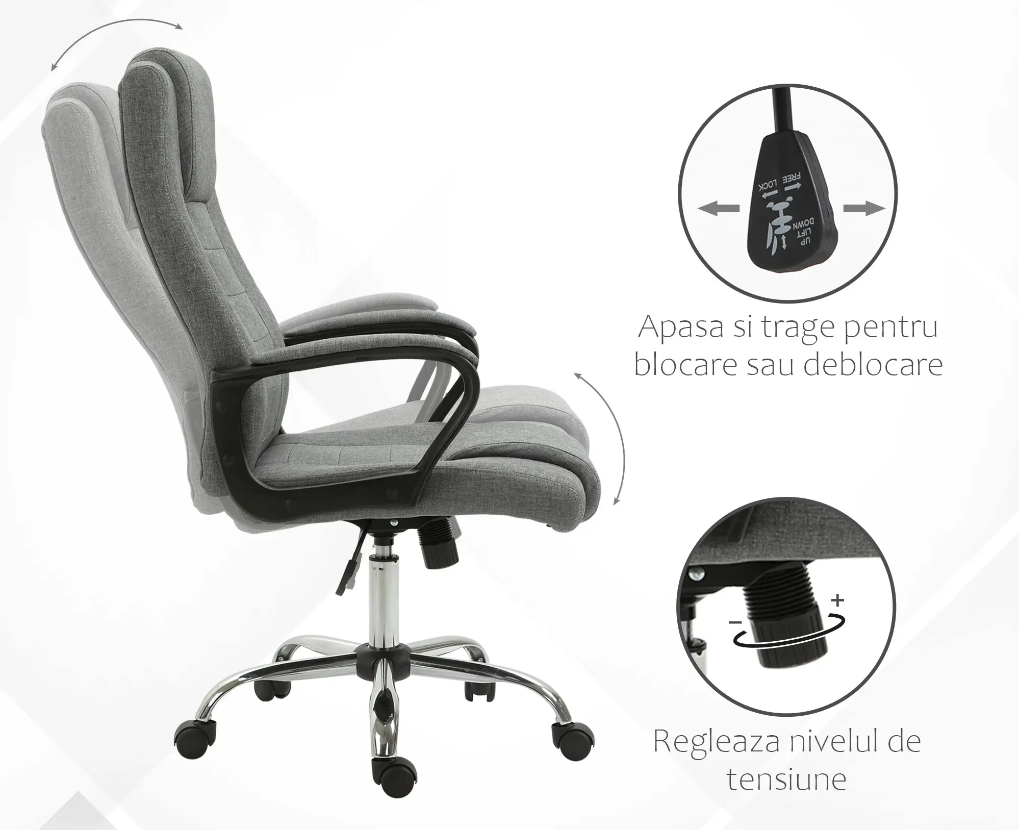 Офисное кресло Vinsetto 921-265CG (Grey) - 6