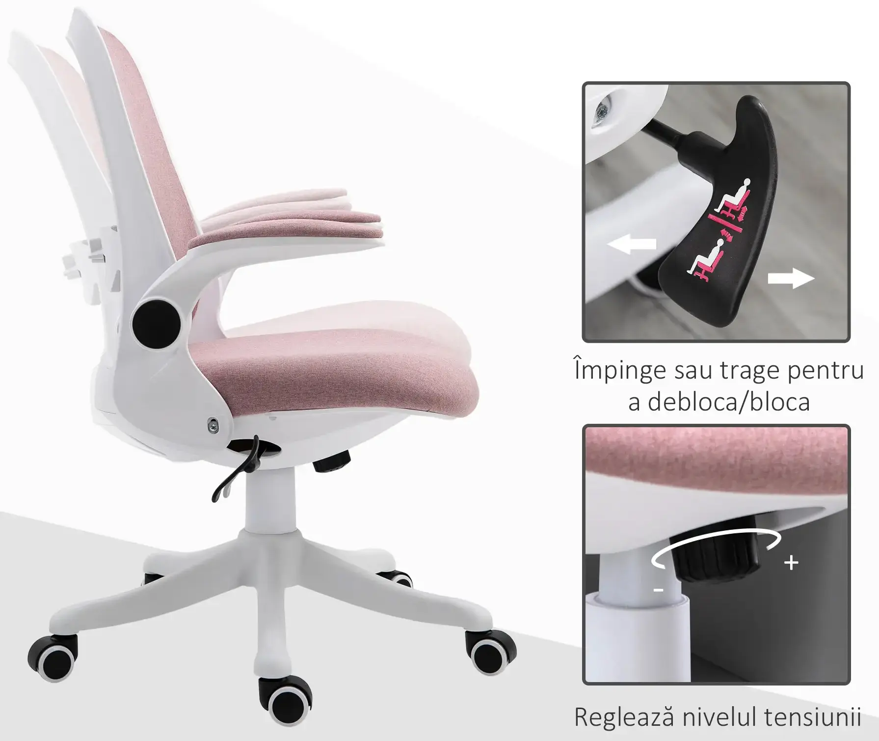 Офисное кресло Vinsetto 921-330PK (Pink/White) - 6