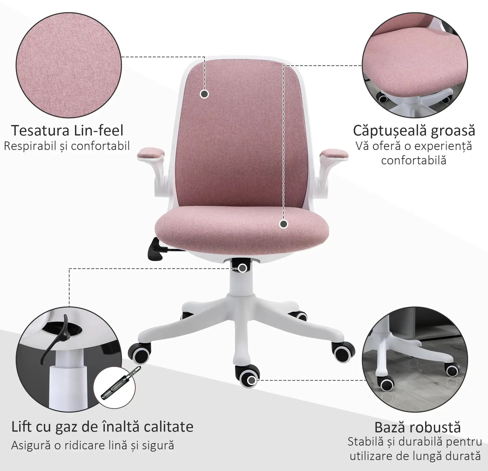 Офисное кресло Vinsetto 921-330PK (Pink/White) - 9