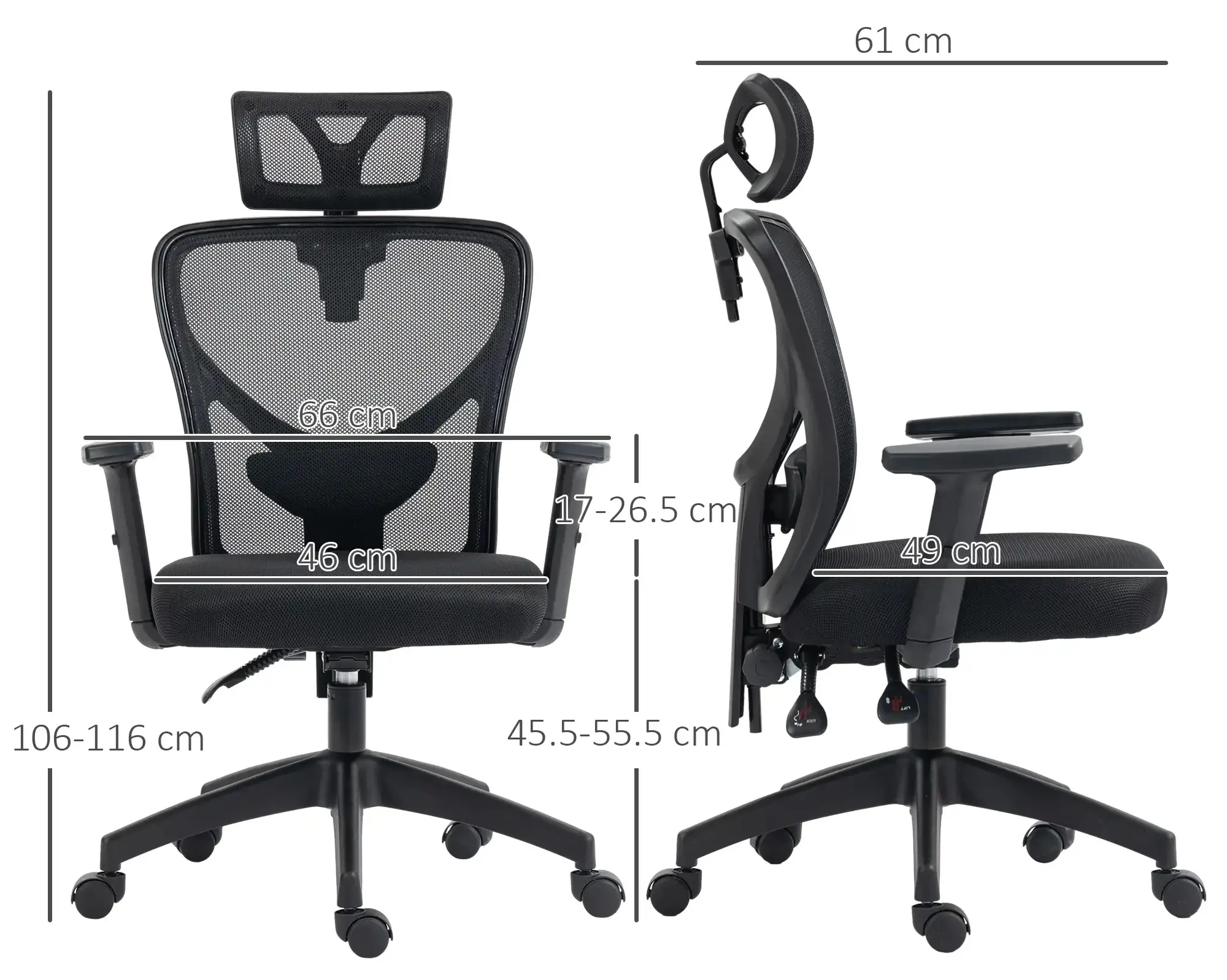 Fotoliu de birou Vinsetto 921-404V01BK (Black) - 4