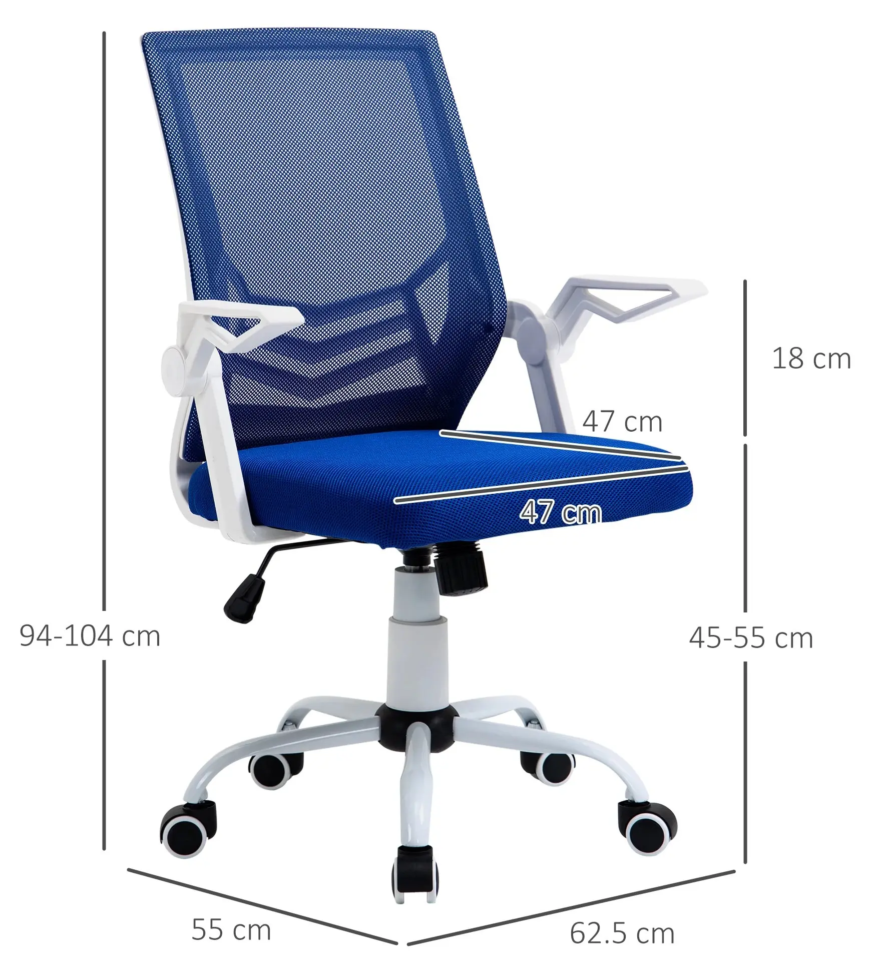 Fotoliu de birou Vinsetto 921-547BU (Blue/White) - 3