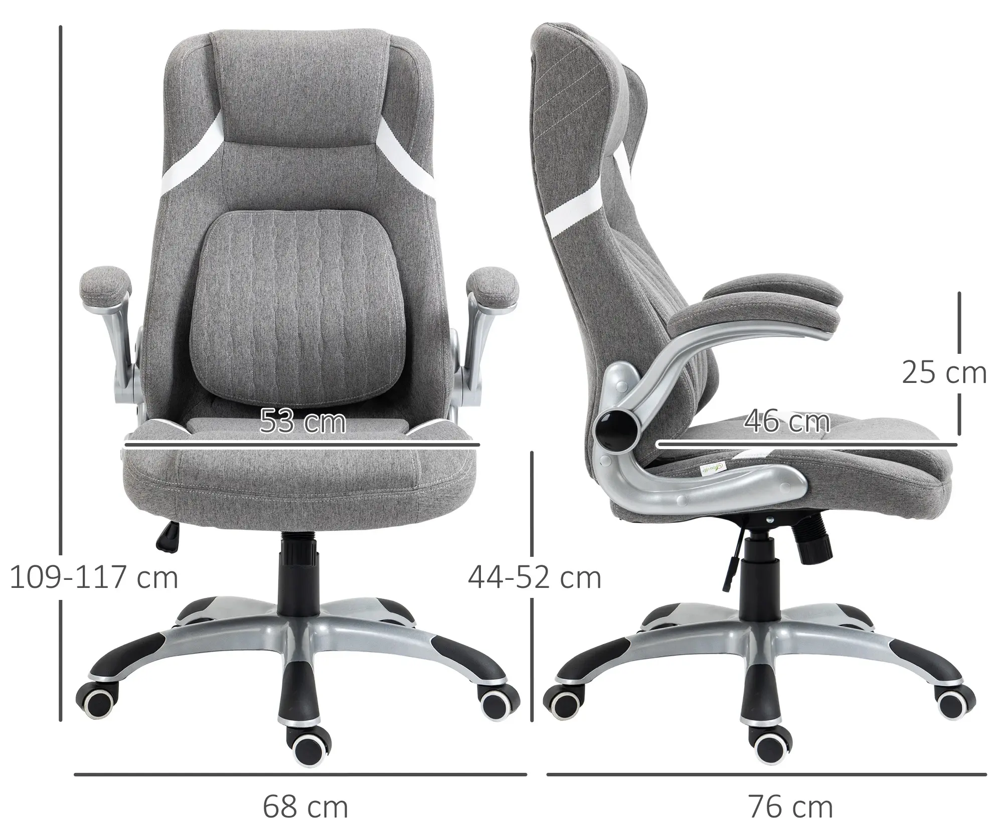 Fotoliu de birou Vinsetto 921-624V00GY (Grey) - 5