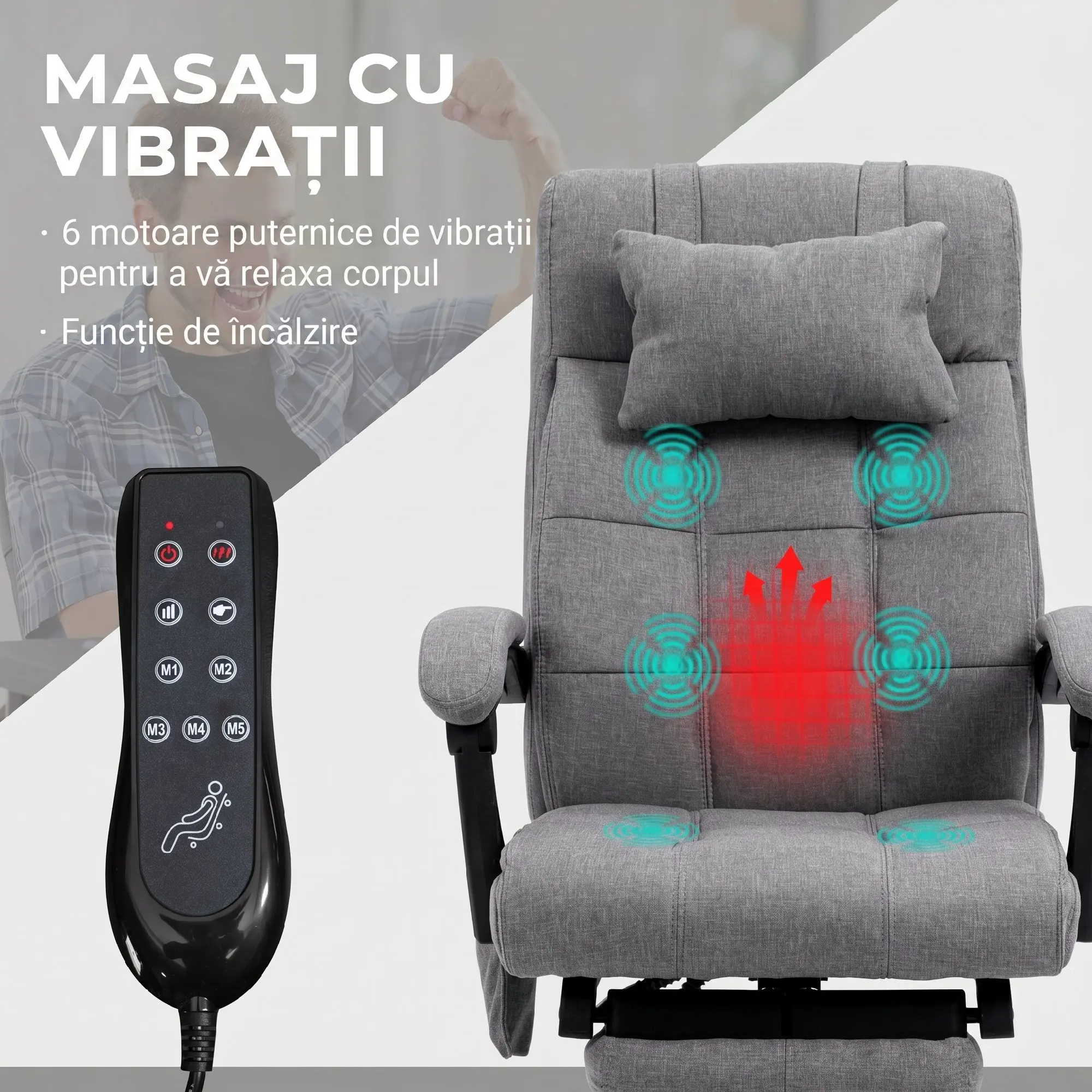 Fotoliu de birou Vinsetto 921-658V90GY (Grey) - 7