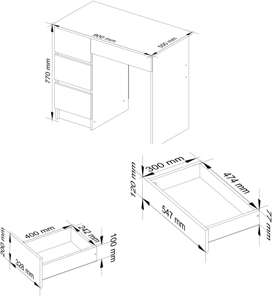 Письменный стол Akord A-7 CLP PK 90cm Left (Sonoma Oak) - 6