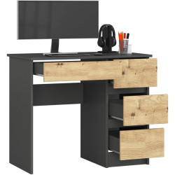 Письменный стол Akord A-7 CLP PK 90cm Right (Graphite Grey/Artisan Oak) Thumb