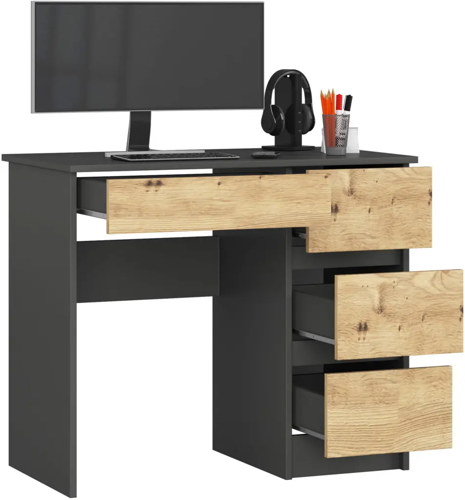 Письменный стол Akord A-7 CLP PK 90cm Right (Graphite Grey/Artisan Oak) - 3
