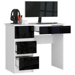 Masa de birou Akord A-7 90cm Left (White/Black Gloss) Thumb