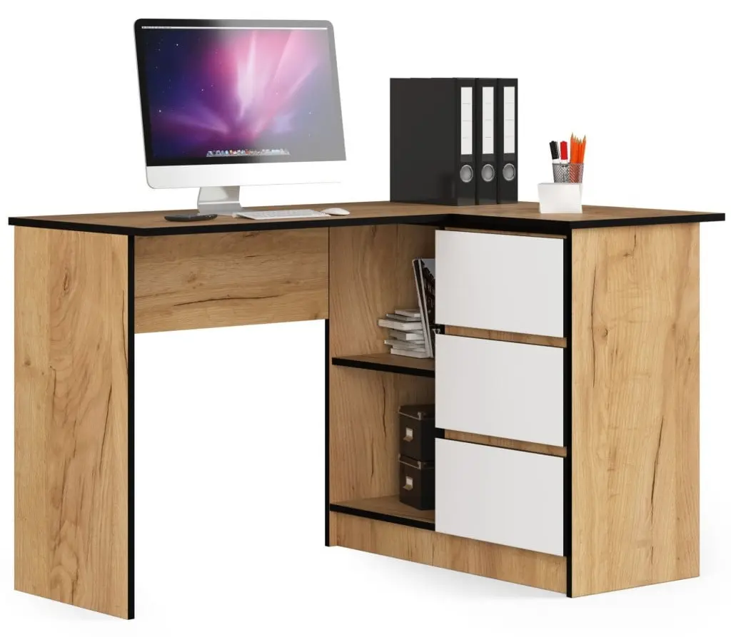 Письменный стол Akord B16 124cm Right (Craft Oak/White) - 2