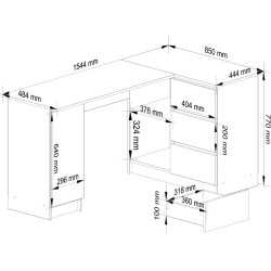 Письменный стол Akord B20 155cm PK Right (Artisan Oak) Thumb