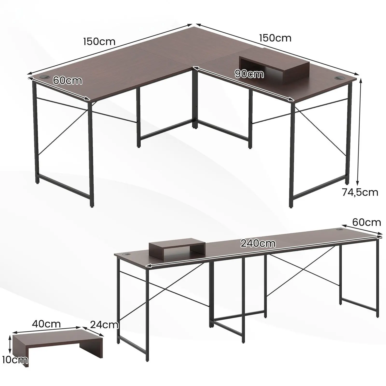 Модульный письменный стол Costway CB10791ZS (Brown) - 4