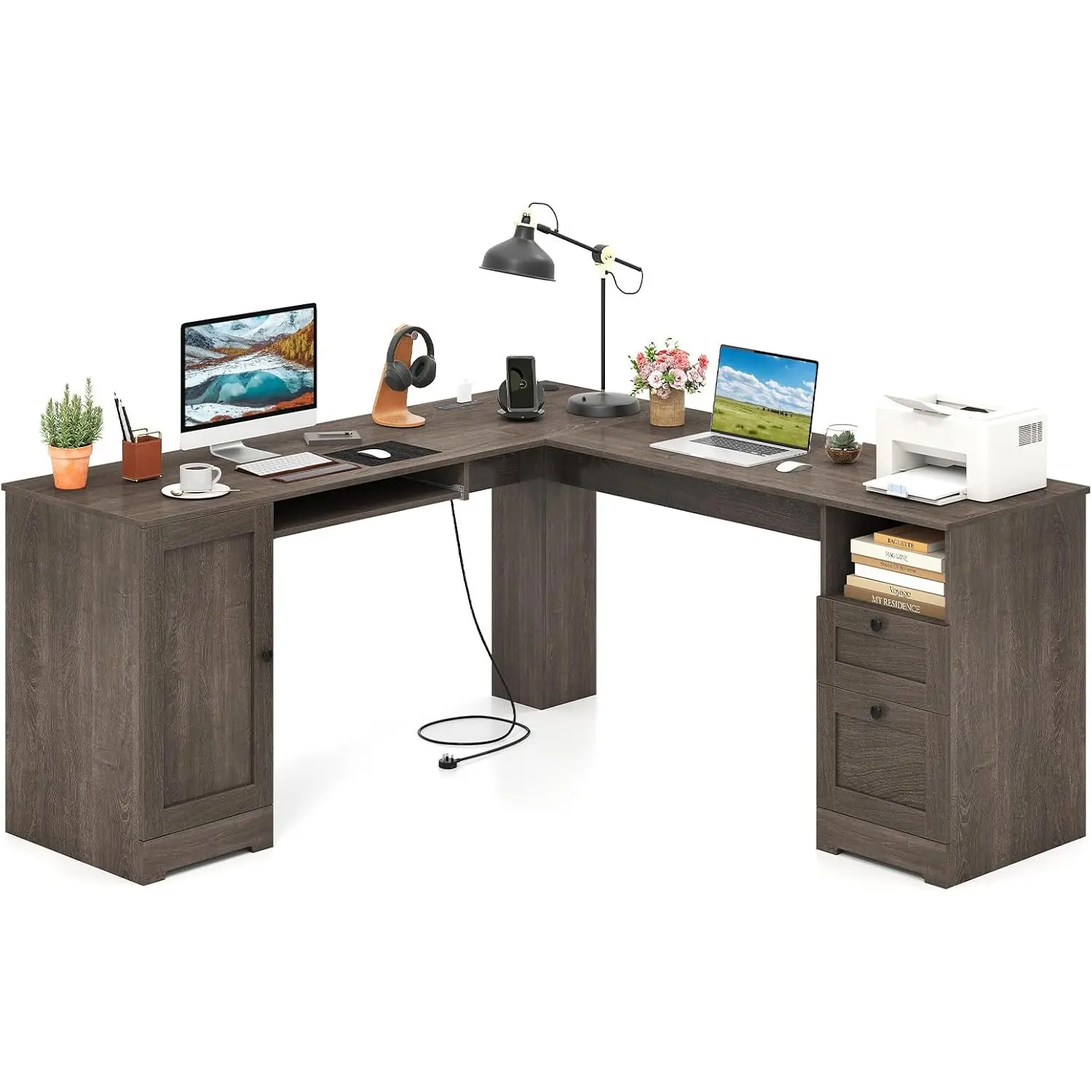 Masa de birou Costway CB10714DE-GR+ (Grey) - 2