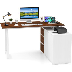 Письменный стол Costway CB10721DE-BN+ (Brown/White) Thumb