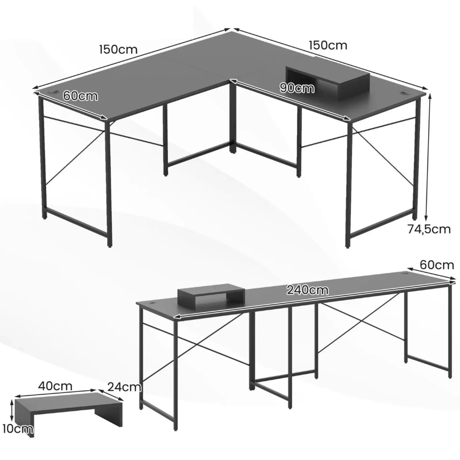Письменный стол Costway CB10791GR (Grey) - 4