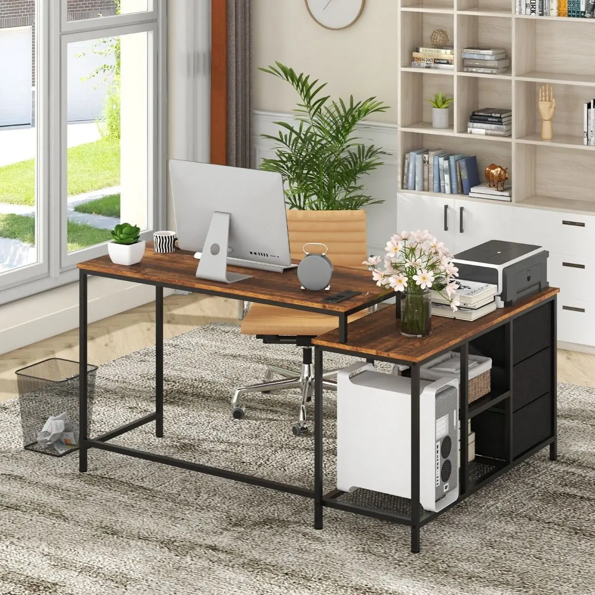 Masa de birou Costway CB10958DE-CF (Brown) - 4