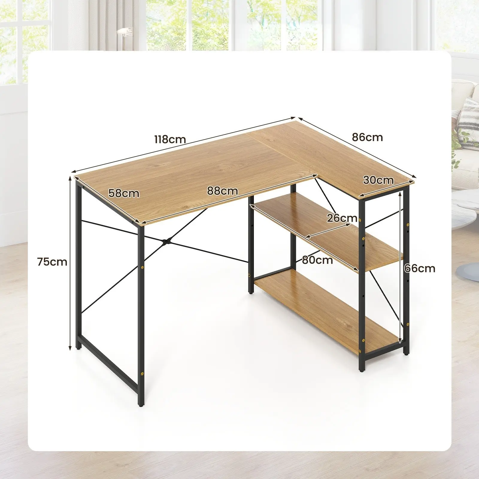 Masa de birou Costway CB10989NA (Natural) - 4
