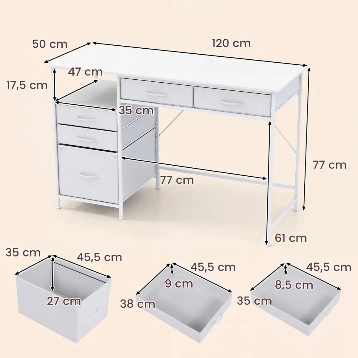 Письменный стол Costway JV12939WH (White) - 3
