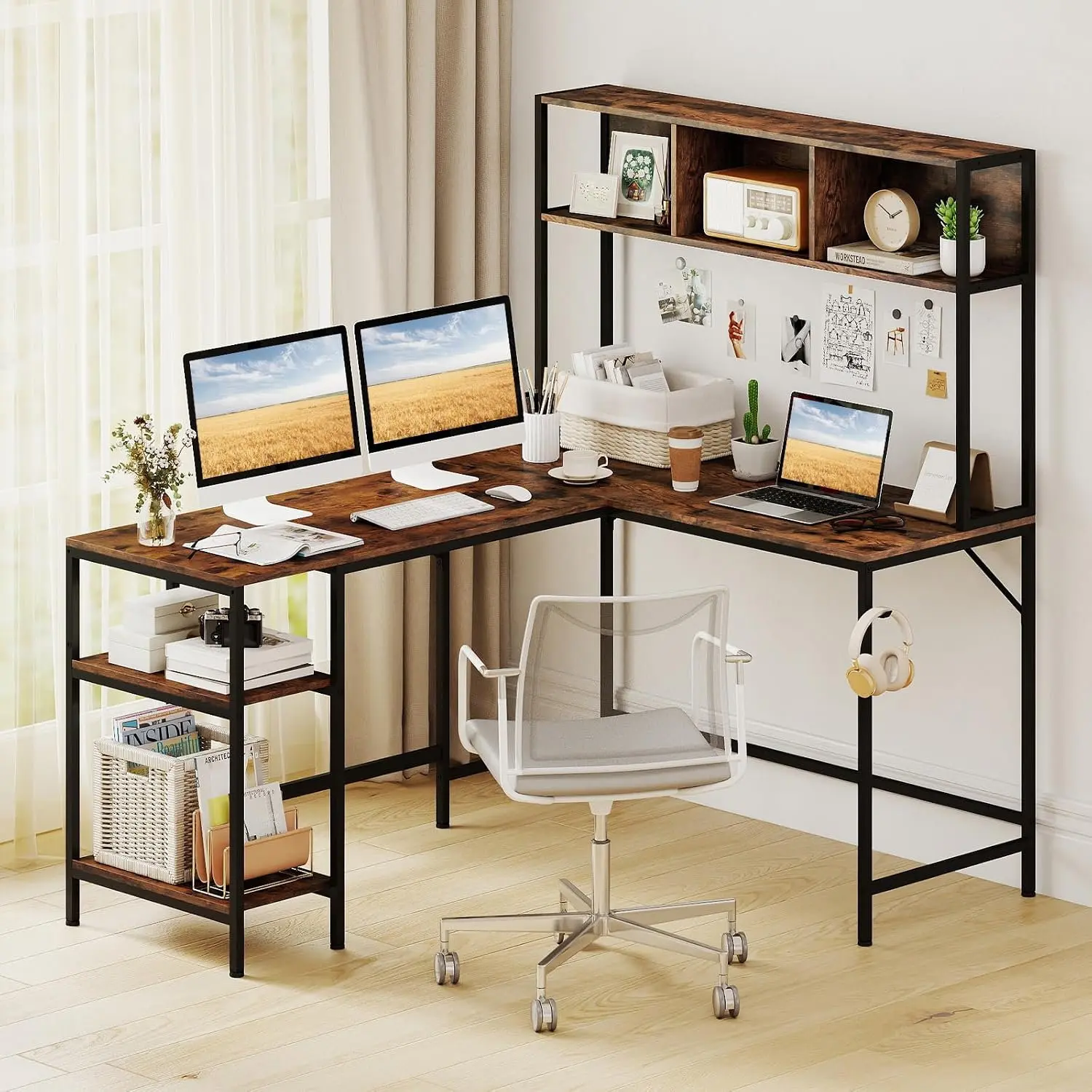 Masa de birou Costway JV12985CF (Brown) - 5