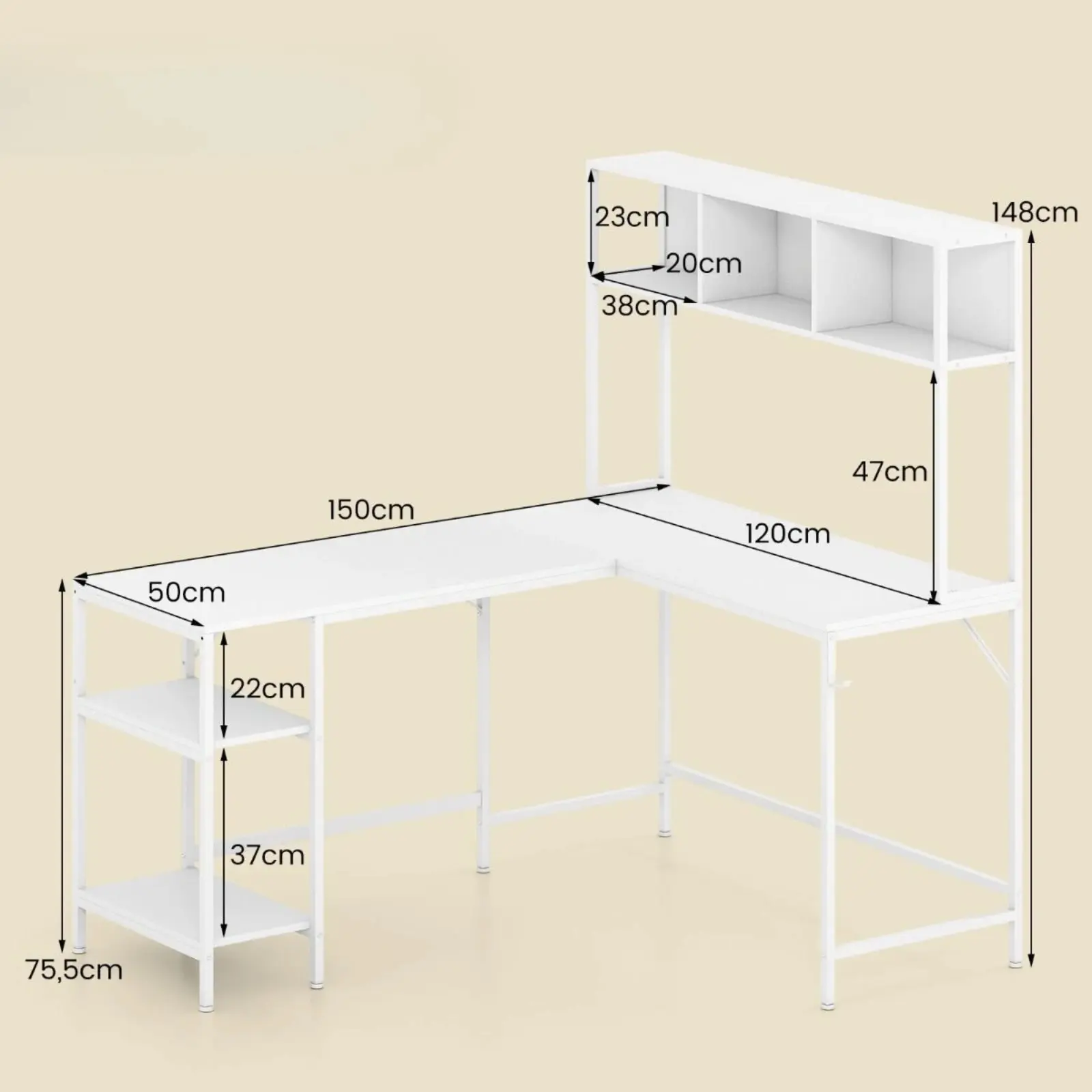 Письменный стол Costway JV12985WH (White) - 3