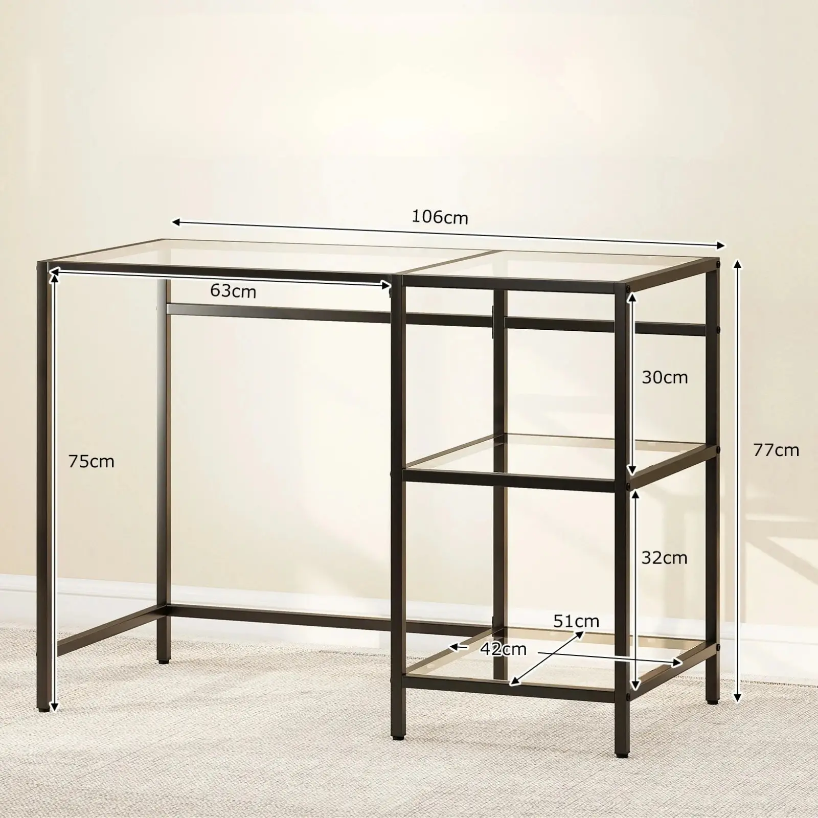 Masa de birou Costway JV13603DK (Black) - 3
