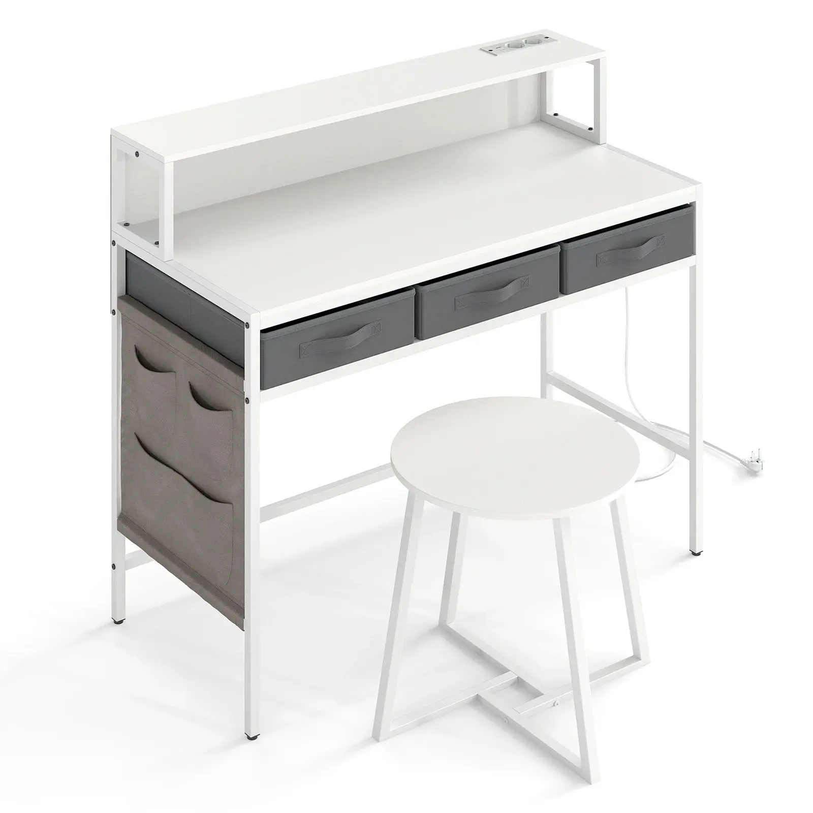 Письменный стол с табуретом Costway HU11211DE-WH (White) - 3
