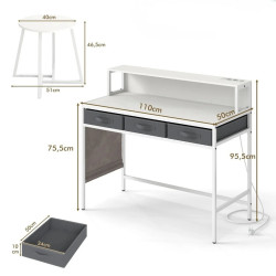 Письменный стол с табуретом Costway HU11211DE-WH (White) Thumb