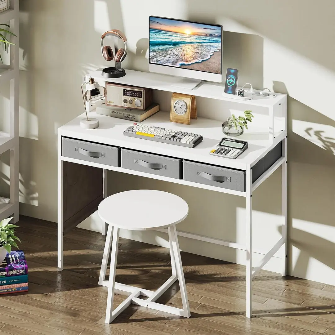 Письменный стол с табуретом Costway HU11211DE-WH (White)