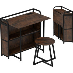 Письменный стол с табуретом Costway HW73003DE-CF (Brown) Thumb