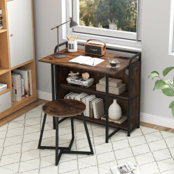 Письменный стол с табуретом Costway HW73003DE-CF (Brown)