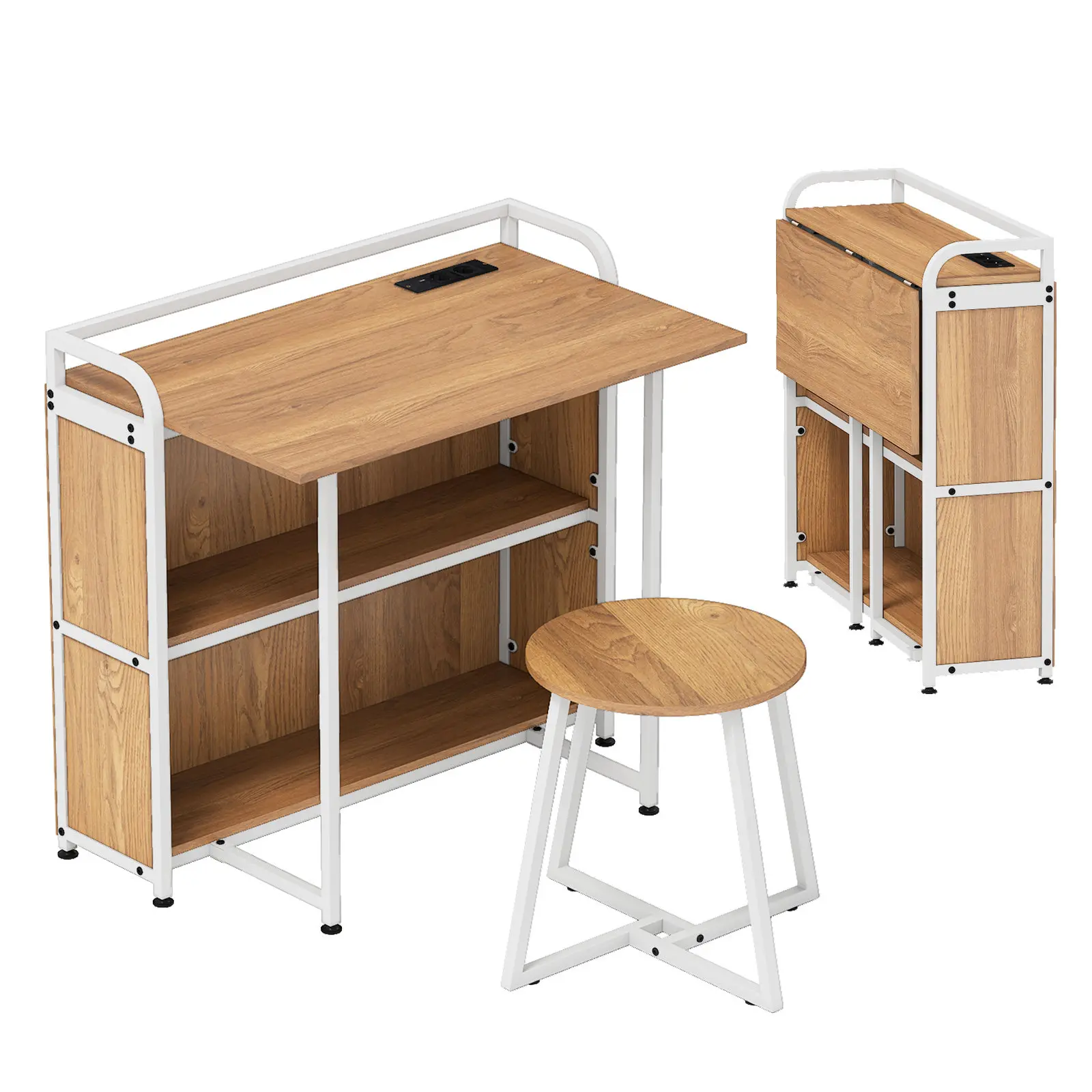 Письменный стол с табуретом Costway HW73003DE-NA (Natural) - 2