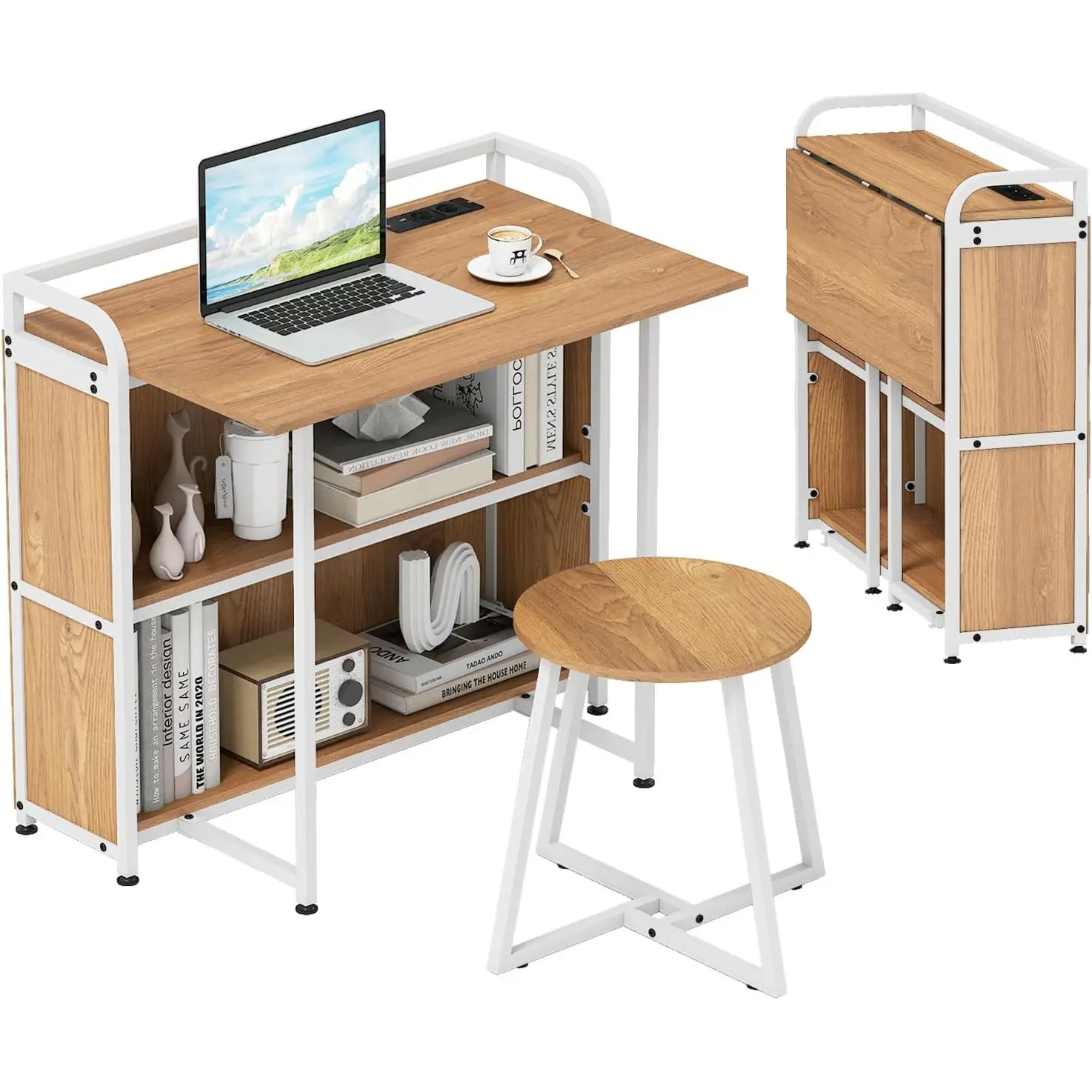 Письменный стол с табуретом Costway HW73003DE-NA (Natural) - 3